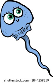 Fröhliche Sperma, Illustration, Vektorgrafik auf weißem Hintergrund