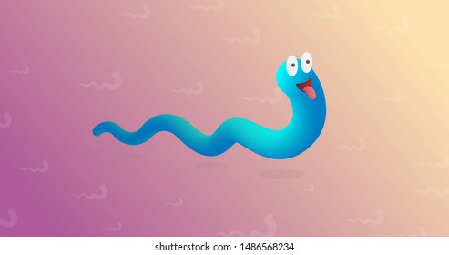 Happy spermatozoon vector illustration. first baby photo