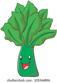 Happy Spinach Vegetable Illustration