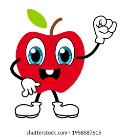 Happy spirit apple character isolated vector illustration on white background