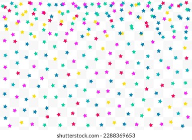 Happy Splash Celebrate Vector Transparent Background. Independence Stars Pattern. Top Confetti Banner. Color Constellation Decoration Design.