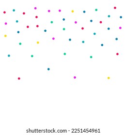 Happy Splash Celebration Vector White Background. Top Shine Pattern. Carnaval Polka Illustration. Color Round Festival Invitation.