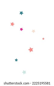 Happy Splash Effect Vector White Background. Carnaval Stars Texture. Flying Dust Backdrop. Color Constellation Carnival Background.