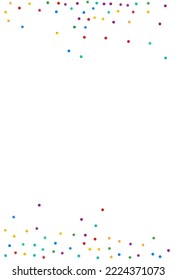 Happy Splash Top Vector White Background. Abstract Confetti Design. Carnival Dot Illustration. Color Constellation Fun Invitation.