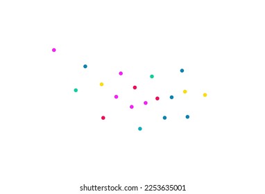 Happy Splash Top Vector White Background. Fun Confetti Background. Effect Dot Wallpaper. Color Shine Flying Pattern.