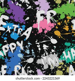 I am happy splattered colorful seamless text vector image