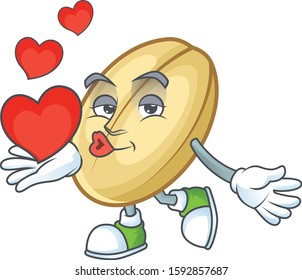 Happy split bean cartoon character mascot with heart