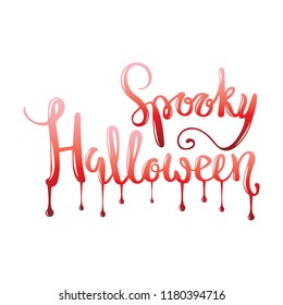 Happy spooky Halloween hand written lettering design for print or web in 
 vector, for decoration, banners, postcards.