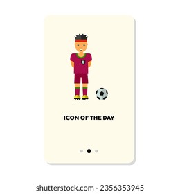 Happy sportsman flat icon. Football team player isolated vector sign. Sport game and activity concept. Vector illustration symbol elements for web design and apps