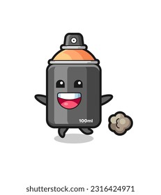 the happy spray paint cartoon with running pose , cute style design for t shirt, sticker, logo element