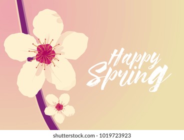 Happy spring, beautiful greeting card with flower background