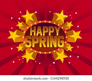 happy spring, beautiful greeting card background or banner with star party theme.  design illustration