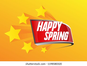 happy spring, beautiful greeting card background, poster or banner with 3d prize label decoration theme. design vector illustration