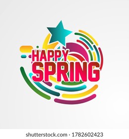 happy spring, beautiful greeting card background or banner with star theme. vector illustration