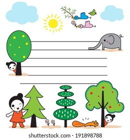 Happy Spring Blossom paper note illustration set