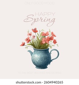 Happy Spring Card with Blossoming Branches – Watercolor Vector
Blossoming tree branches in full bloom with soft pink and white flowers