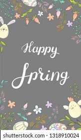 Happy spring. Card with Easter decoration