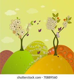 happy spring card vector illustration