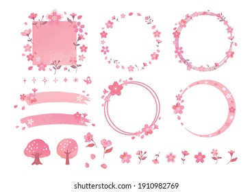 Happy spring cherry blossoms frame