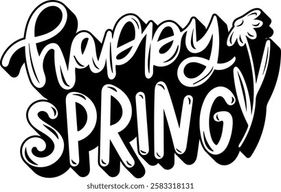 happy spring happy easter black vector graphic design quote