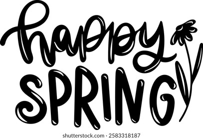 happy spring happy easter black vector graphic design quote