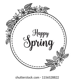 Happy spring with flower frame design vector illustration