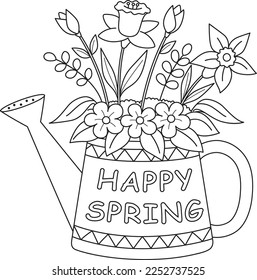 Happy Spring Flower Isolated Coloring Page
