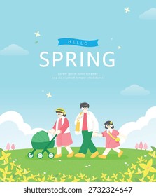 Happy Spring Flower Landscape Background