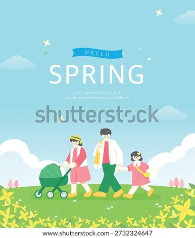 Happy Spring Flower Landscape Background