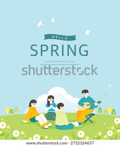 Happy Spring Flower Landscape Background