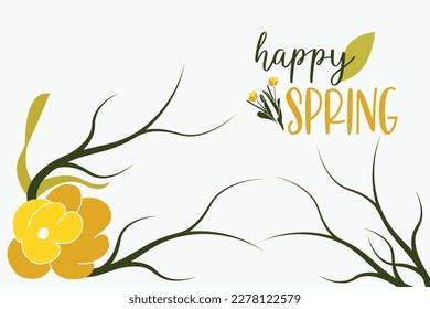 happy spring with flower and tree branch vector background