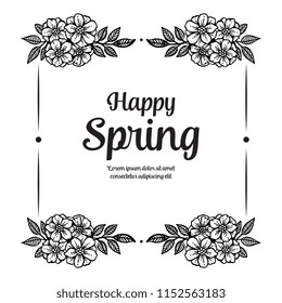 Happy spring frame floral hand drawn vector illustration