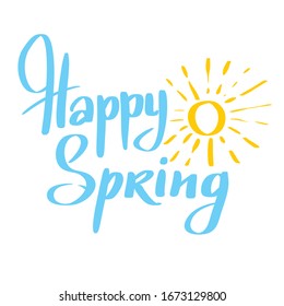 Happy spring hand drawing vector lettering