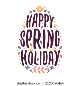 Happy spring holiday wish or text, vector banner