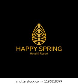 "Happy Spring Hotel" Vector Logo Illustration.Premium Quality.