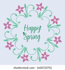 Happy spring invitation card design with elegant leaf and floral frame. Vector