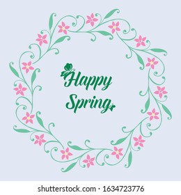 Happy spring invitation card design with elegant leaf and floral frame. Vector