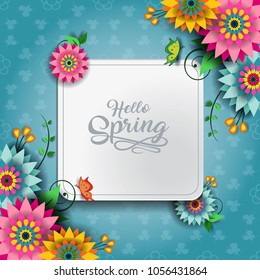 Happy Spring Label With Butterflies-Editable-With Space to Insert Your own Text-transparency blending effects and gradient mesh-EPS 10