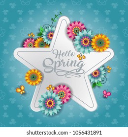 Happy Spring Label With Butterflies-Editable-With Space to Insert Your own Text-transparency blending effects and gradient mesh-EPS 10
