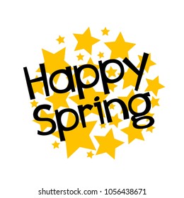 happy spring label or sign with star background
