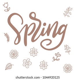 Happy Spring lettering. Greeting card template. Hand drawn modern calligraphy style. Vector illustration
