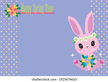 Happy Spring Time Cute Girly Rabbit Template Background