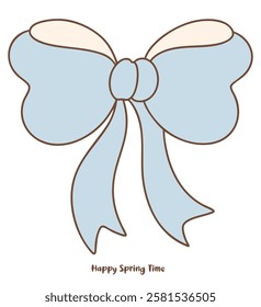 A Happy spring time, light blue bow with simple design, perfect for spring celebrations