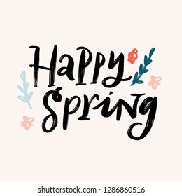 HAPPY SPRING. VECTOR HAND LETTERING