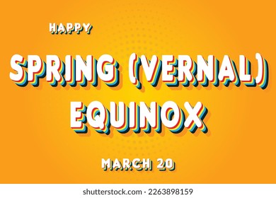 Happy Spring (Vernal) Equinox, 20. März. Kalender des Retro-Texteffekts, Vektordesign