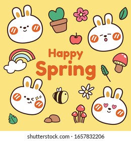Feliz primavera con cara de conejo linda