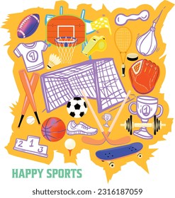 happy sprots element design for sports day