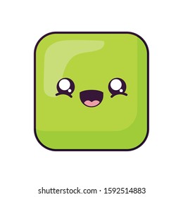 happy square cartoon design, Kawaii expression cute character funny and emoticon theme Vector illustration