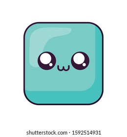 happy square cartoon design, Kawaii expression cute character funny and emoticon theme Vector illustration