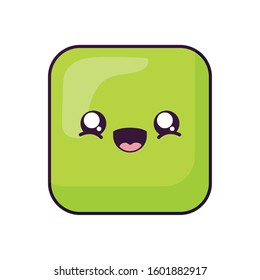 happy square cartoon design, Kawaii expression cute character funny and emoticon theme Vector illustration